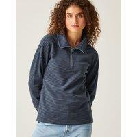 Solenne Striped Funnel Neck Half Zip Fleece