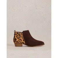 Suede Animal Print Block Heel Ankle Boots