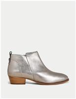 Leather Block Heel Ankle Boots