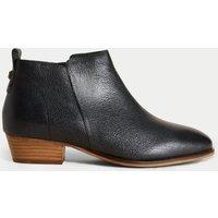 White Stuff Leather Block Heel Ankle Boots Black