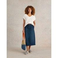 Cotton Rich Denim Midi Skirt