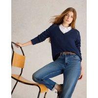 Cotton Rich V-Neck Jumper with Linen