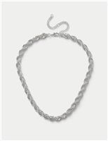 Silver Tone Chunky Twist Rope Chain