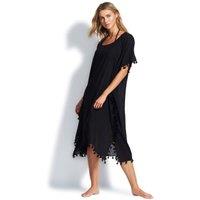 Amnesia Pure Cotton Tassel Trim Kaftan Beach Dress