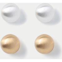 2 Pack Brushed Gold and Silver Tone Stud Earring Set