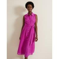 Checked Belted Midi Shirt Dress