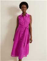 Checked Belted Midi Shirt Dress