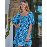 Paisley Square Neck Mini Waisted Dress