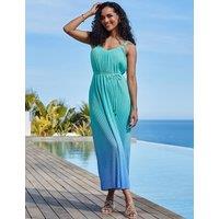 Ombre Plisse Belted Midi Dress