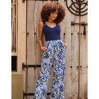 Textured Animal Print Wide Leg Trousers