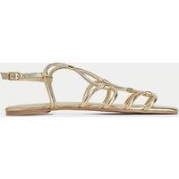 Leather Metallic Flat Gladiator Sandals