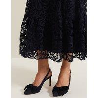 Suede Bow Pointed Slingback Shoes