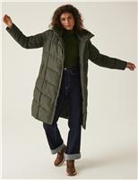 Regatta Nurie Hooded Quilted Padded Longline Coat Brown