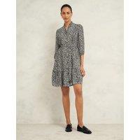 Printed V-Neck Mini Tiered Shirt Dress