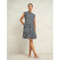 Linen Blend Floral Knee Length Shift Dress