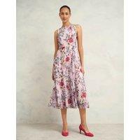 Sheer Floral Midi Skater Dress