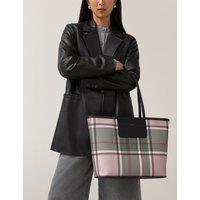 Leather Checked Tote Bag