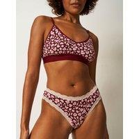 Animal Print Lace Cuffed Brazilian Knickers