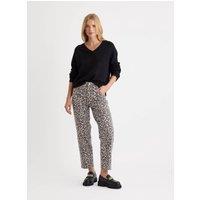 Animal Print High Waisted Straight Leg Jeans