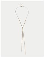 Gold Tone Snake Chain Lariat Long Necklace