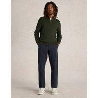 White Stuff Pure Merino Wool Funnel Neck Half Zip Jumper Green
