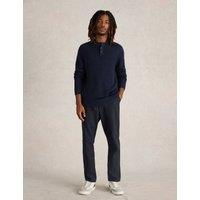 Pure Merino Wool Textured Henley Jumper