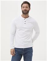 Pure Cotton Henley Long Sleeve Top