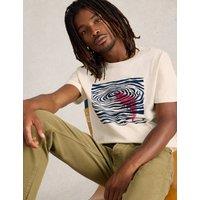 Pure Cotton Crew Neck Fish Graphic T-Shirt