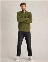 Pure Cotton Textured Half Zip Jumper