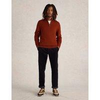Pure Merino Wool Funnel Neck Half Zip Jumper
