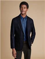 Charles Tyrwhitt Slim Fit Pure Wool Check Suit Jacket Dark Navy Mix