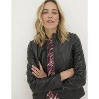 Leather Quilted Short Biker Jacket