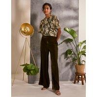 Velvet Elasticated Waist Wide Leg Trousers