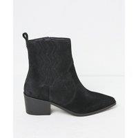 Suede Western Block Heel Pointed Boots