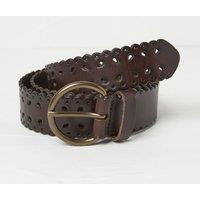 Leather Laser Cut Scalloped Jeans Belt