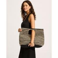 Raffia Woven Striped Tote Bag