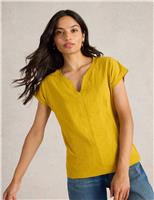 White Stuff Pure Cotton Notch Neck T-Shirt Yellow