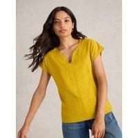 White Stuff Pure Cotton Notch Neck T-Shirt Yellow