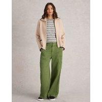 Cotton Blend Cargo Wide Leg Trousers