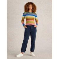 White Stuff Cotton Blend Trousers Navy