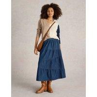 Denim Midi Tiered Skirt