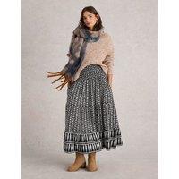 Jersey Printed Maxi A-Line Skirt