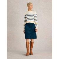 Cord Knee Length A-Line Skirt