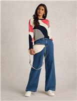 White Stuff Cotton Rich Colour Block Jumper Navy Mix