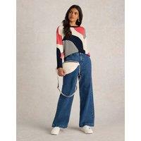White Stuff Cotton Rich Colour Block Jumper Navy Mix