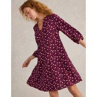 Heart Print V-Neck Knee Length Tea Dress