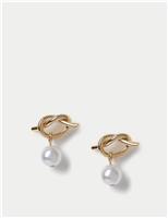 Gold Tone T-Bar Stud Earrings
