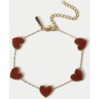 Waterproof Stainless Steel Burgundy Heart Bracelet