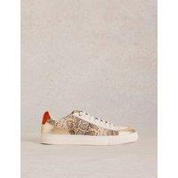 Leather Animal Print Metallic Trainers