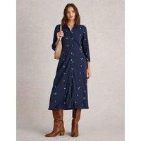 Jersey Embroidered Midi Shirt Dress